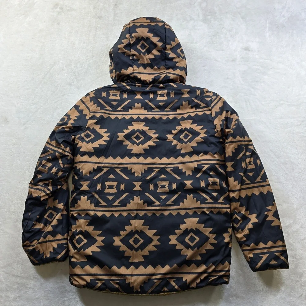 The North‎ Face Reversible Puffer Jacket Boys Medium 10/12 Khaki Black Perrito